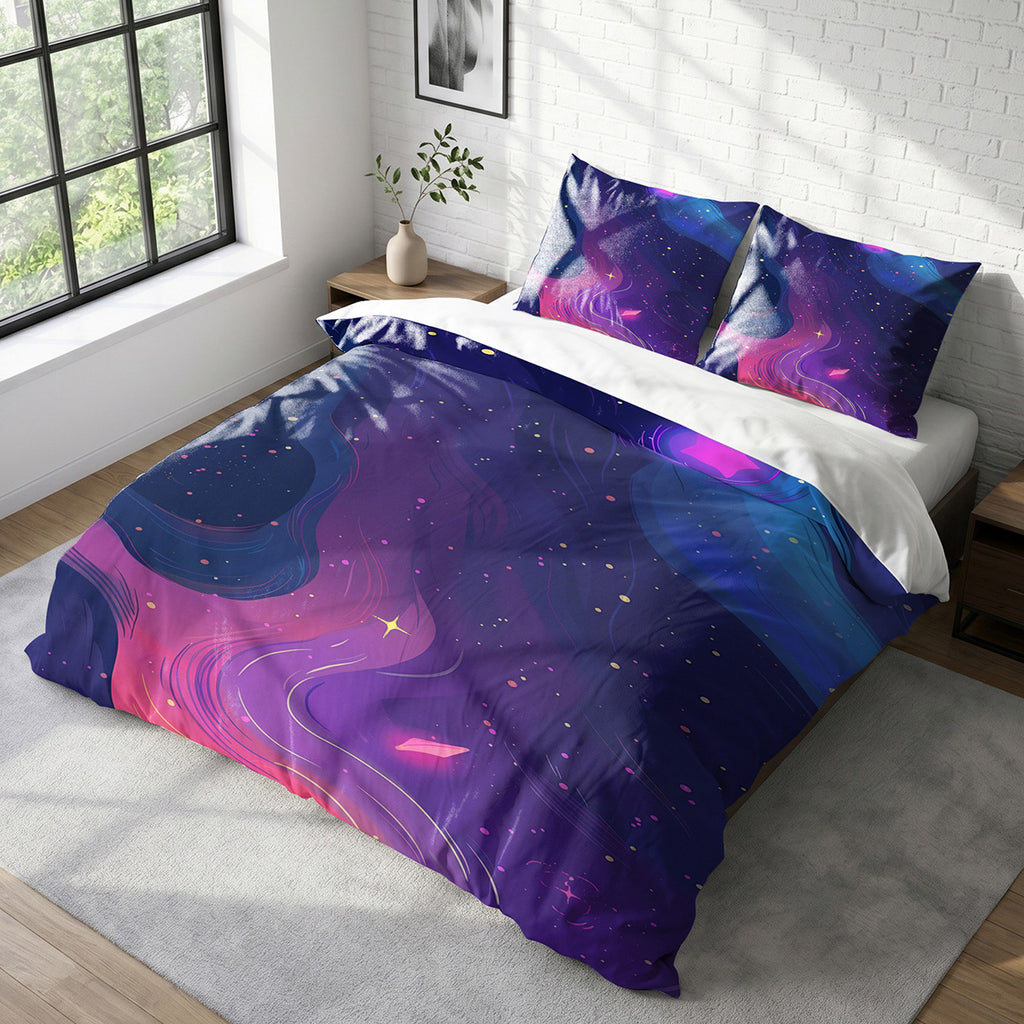 Blau-Rosa Kosmischer Wirbel Bettwäsche