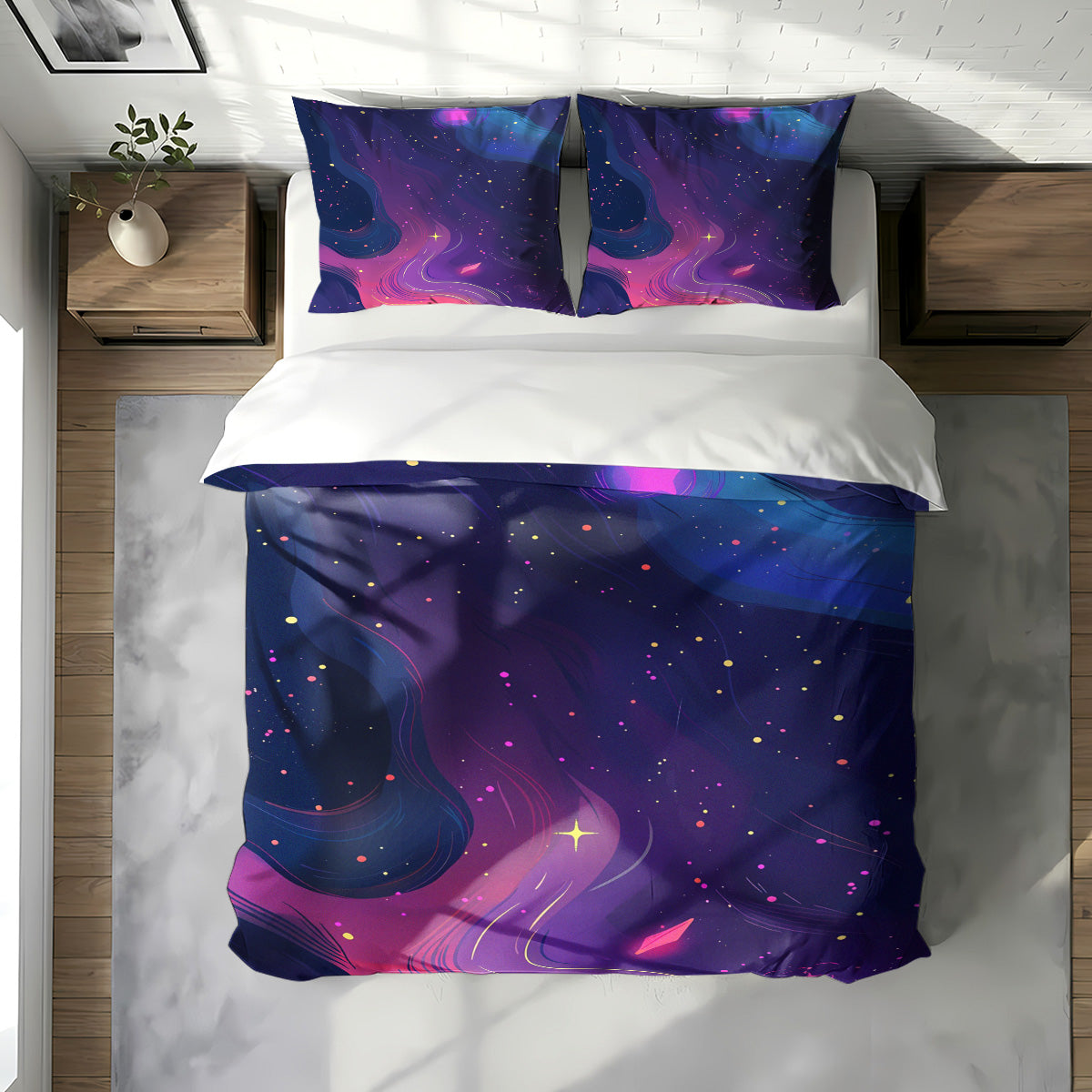 Blau-Rosa Kosmischer Wirbel Bettwäsche 2