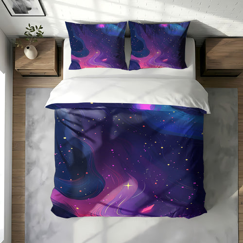 Blau-Rosa Kosmischer Wirbel Bettwäsche 2