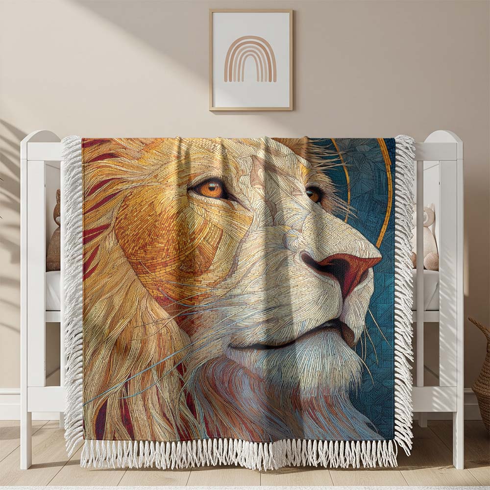 Authentischer Löwe Gewobene Decke – Woven Blanket Fransendecke Sofadecke 2