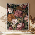 Botanisch Blumen Muster Gewobene Decke – Woven Blanket Fransendecke Sofadecke