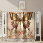 Vintage Schmetterling Gewobene Decke – Woven Blanket Fransendecke Tagesdecke 2