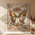 Vintage Schmetterling Gewobene Decke – Woven Blanket Fransendecke Tagesdecke