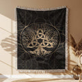 Keltischer Lebensbaum Gewobene Decke – Woven Blanket Fransendecke Wandbehang