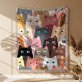 Niedliche Katzen Gewobene Decke – Woven Blanket Fransendecke Kuscheldecke