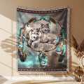 Traumfänger Wölfe Gewobene Decke – Woven Blanket Fransendecke Wandbehang