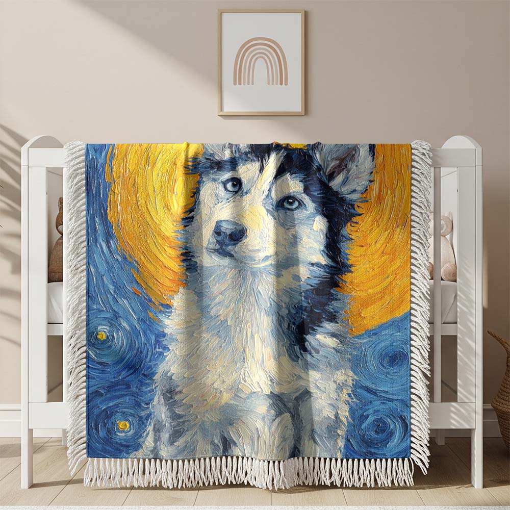 Husky Hund Gewobene Decke – Woven Blanket Fransendecke Sofadecke 2