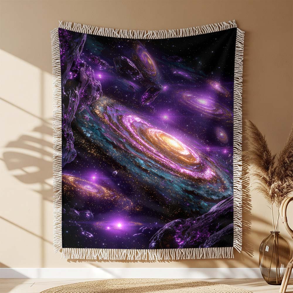 Galaxien im Weltraum Gewobene Decke – Woven Blanket Fransendecke Kuscheldecke