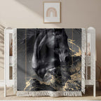 Schwarzes Pferd Gewobene Decke – Woven Blanket Fransendecke Sofadecke 2