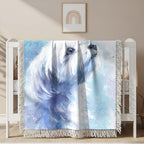 Weißer Malteser Hund mit Schmetterling Gewobene Decke – Woven Blanket Fransendecke Kuscheldecke 2