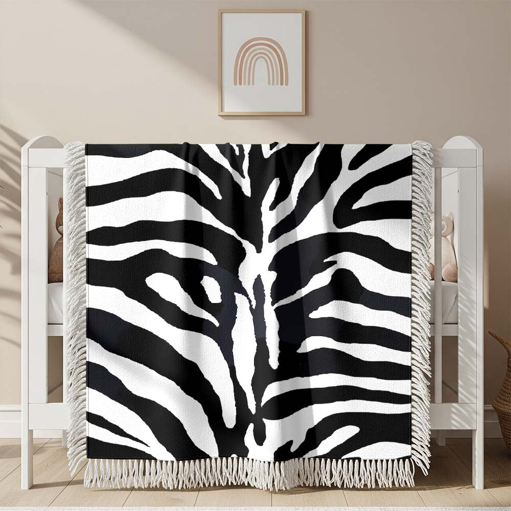 Zebramuster Gewobene Decke – Woven Blanket Fransendecke Sofadecke 2
